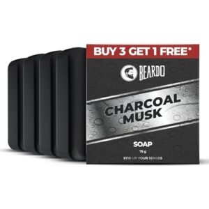 Beardo Activated Charcoal Musk Soap: 75g x 4, Deep Cleansing, Anti-Pollution, Refreshing, Removes Impurities