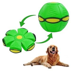 Allroaring Pet Toy Flying Saucer Ball for Dogs, Changeable Shapes Interactive, Green