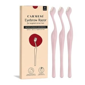 Carmesi Eyebrow Razor | For Salon-Like Eyebrows | Eyebrows, Upper Lip, Targeted Corner Hair | Suitable for Sensitive Areas | No Cuts | Safe & Hygienic | 3 units