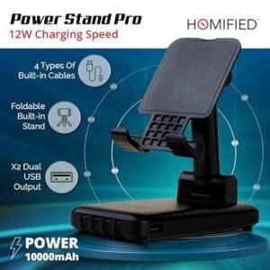 Homified Powerstand 10000mAh Powerbank with Inbuilt Stand - Fast Charging - Image 4