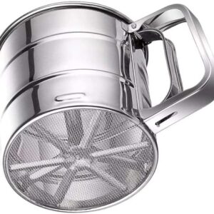 Veloxi Flour Sifter for Baking Atta chhani Hand Press Design Stainless Steel Flour Sifter Corrosion Resistant Large Capacity Flour Sieve Cup for Sugar Flour and Coffee Powder | Atta Chalni