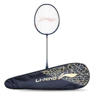 Li-Ning Mega Power 9 - (Strung) Aluminum Badminton Racket With Full Cover( Black / Gold, Pack of 1)