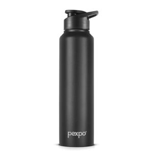 PEXPO Chromo 1000 ISI Certified Stainless Steel Sports/Fridge Sipper Water Bottle, 950ml, Knight Black | Eco friendly | Water Bottle for Office, Gym, School, Yoga, Trekking, Men, Women and Kids