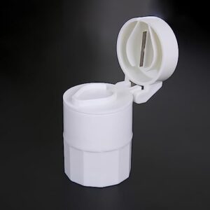 MeeTo Medicine Pill Crusher Container, Cutter and Grinder Splitter, Crushes Pills, Vitamins, Stainless Steel Blade, Drinking Cup, Multifunction 4 in 1 Portable Round Tablet Pulverizer, Random Color
