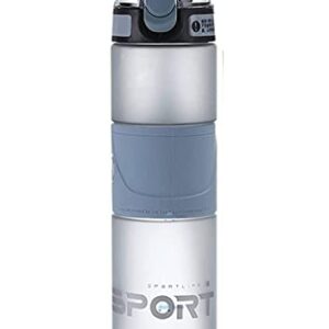 FunBlast Unbreakable Water Bottle with Sipper & Straw, BPA Free Drinking Bottle, Leak-Proof Water Bottle Ideal for Office, Sports, School, Gym (700 ML, Grey) - Polycarbonate & Polypropylene, Pack of 1