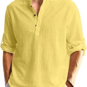 Bellstone Men's Solid Regular Fit Shirt (KURTA1600_Yellow_M