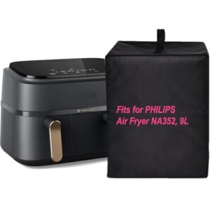 Dorca Air Fryer Dust Cover for PHILIPS Air Fryer NA352/00, 9L capacity, Dual basket (6L & 3L)- Heavy Duty Heat-Resistant, Waterproof Nylon Fabric Dust Protective Air Fryer Cover Case - Black