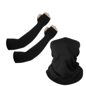 ZensoO Bamboo Bandana & Arm Sleeves Combo | UV Sun Protection for Bikers & Athletes | Breathable Face Mask, Neck Gaiter & Cooling Sleeves (2)