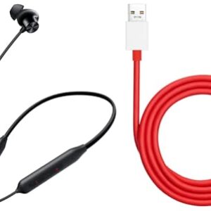 OnePlus Bullets Z2 Bluetooth Wireless in-Ear Earphones with Mic, 20 Hrs Music on 10 Mins Charge USB-A to Type-C Cable (10A, 1M, Red).