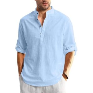 Bellstone Men's Solid Regular Fit Shirt (KURTA1600_Sky Blue_L