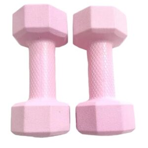FACTO POWER PVC (Hex Shape) Dumbbells (1 Kg. X 2 = 2 Kg) Pack of 2 for Home Gym Equipment |Gym Exercise|Home Workout | Fitness Kit|Dumbbells Weights for Whole Body Workout (Color : Pink)