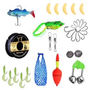 Fishing Tackle Kit with Lures, Hooks, Line, Sinkers, Swivels and Net