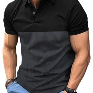 LEOTUDE Cotton Men's Regular Fit Half Sleeve Matty Polo T-shirt(P46_Anthra_P_Anthra_L)