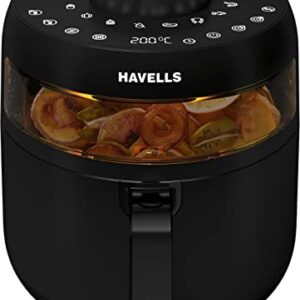 Havells Air Fryer Prolife Crystal | See-Through Window |85% Less Oil | 5L Pan |8 Presets Menu | Auto Restart | Touch Screen |Digital Display |Dehydrator Mode |1500 Watt & 2 Year Manufacturer Warranty