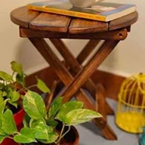 Care 4U ® Beautiful Wooden Antique Folding Side Table (Brown)