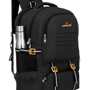STRONG LIFE 50 Litres Unisex Travel Tourist Rucksack Backpack for Outdoor Sports Camp Hiking Trekking Bag for Men and Women (Black)