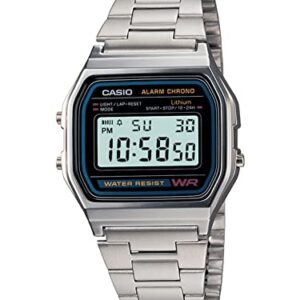 Casio Vintage A-158WA-1Q Digital Grey Dial Unisex Watch Silver Metal Strap (D011)
