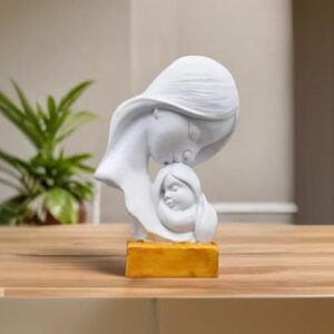 Saugat Traders Mother Child Statue Showpiece for Home Decor Office Table Decoration - Baby Shower for Mom, to Be Mom Handcrafted Mother Baby Showpiece Gift