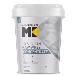 MuscleBlaze 100% Clean Raw Whey Protein Concentrate (Unflavoured, 4kg) | Easy to Digest
