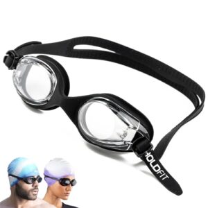 Boldfit Swimming Goggles for Men & Women With Adjustable Strap, Air Tight, for Adults - Black, Silicone, Polycarbonate