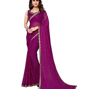 Yashika Women's Lycra Blend Saree (AARIYA Purple
