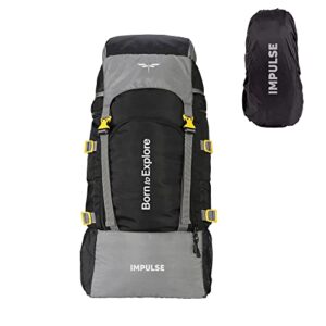 Impulse 4 Compartment Rucksack Bags 60 Litres Travel Bag For Men Tourist Bags For Travel Backpack For Hiking Trekking Bag For Men Camping Keep Discovering Light Black With 1 Year Warranty One Size