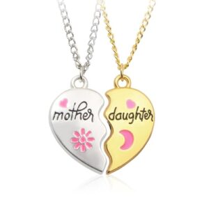 SANNIDHI® 2Pcs Necklace for Women Mom Magnetic Heart Pendant Necklace with Gift Box Mother Daughter Matching Necklaces Jewellery Birthday Mothers Day Gift for Mom from Daughter