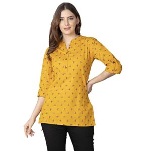 Pistaa's Women's Cotton Straight Fit Kurta (KU_STOPMKKIYLW_44XL_X-Large) Yellow