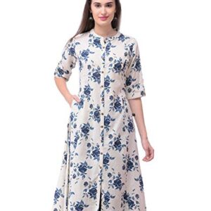 Pistaa's Women's Cotton Regular Fit Kurta (KU_CHESS_MG_MX_Navy Blue_Xx-Large)