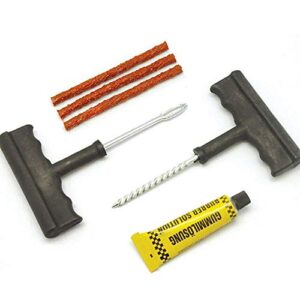 DELHI TRADERSS Tubeless Tyre Full Set with Nose Pliers, Cutter, Rubber Cement, Extra Strips for Cars, Bikes Puncture Repair Kit.