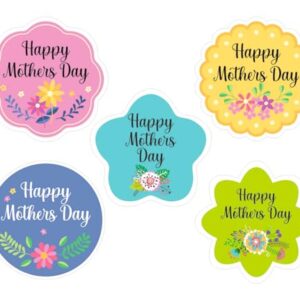 SVM CRAFT ® Mothers Day Stickers, 3.8 cmX 3.8 cm Mother's Day Flower Shape Envelope Seals Label,Gift Tags for Bouquet, Gift Box and Envelopes, Mom's Birthday Stickers, 100 Pcs