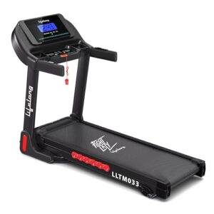 Lifelong FitPro (4 HP Peak) Manual Incline Motorized Treadmill for Home Foldable (Hydraulic) with 12 preset Workouts, Max Speed 14km/hr. Bluetooth Speaker|Max. User Weight 100Kg, (LLTM033)