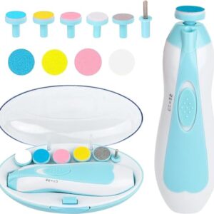 MHR Baby Nail Trimmer Electric, Safe Baby Nail File,Baby Nail Clippers with Light &6 Grinding Pads for Newborn Toddler or Adults Toes and Fingernails, Kids Nail Care, Polish Trim,Multicolor,Pack of 1