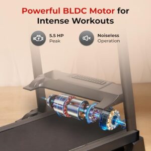 Fitkit by Cult TurboRun BLDC Motor Treadmill (5.5HP Peak) | 12.8km/h Max Speed, 110kg Weight Capacity | 12 Preset Programs, LED Display | AUX/MP3/USB | Home Gym Equipment