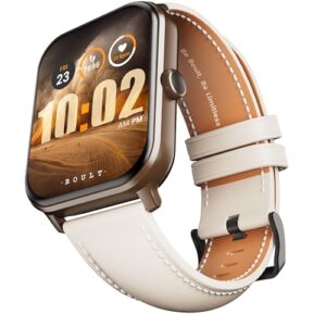 Boult Drift+ Smart Watch 1.85''HD Screen, Bluetooth Calling, IP67, 500 Nits Brightness,150+ Watchfaces, AI Voice Assistant, SpO2 Monitoring, 100+ Sports Mode Smartwatch (Snow Leather)