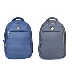 Cateline Laptop Backpack | Buy One Get One Free | Navy Blue and Grey, Casual Daypack with Multiple Compartments, Set of 2