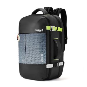 Safari Seek 45L Laptop Backpack Bag for Men and Women, School/College/Office Bag for Boys & Girls, Expandable Overnighter Casual Hiking Travel Bag with Suitcase Compartment, Color-Black