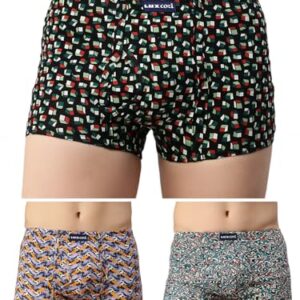 Lux Cozi Pack of 3 Men's Assorted Inner Elastic Semi Long Printed Trunk (Size : 75cm)