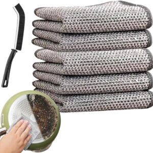Hilosofy Non Scratch Dish Wash Cloth Reuseable Cleaning Cloths for Dry, Rinsing, Sinks, Pots Multipurpose Dishwashing Rags Kitchen Use with 1 Brush Pack of 10