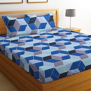 BSB HOME Cotton 144 TC Football Printed Double Bedsheets with 2 King Size Pillow Cover (90 x 90 Inches, 7.5 x 7.5 Feet, Dark Blue and Light Blue) - Aspire Collections, 160tc, Under 200 tc