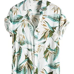LookMark Men's Cotton Blend Stitched Printed Half Sleeve Regular Fit Shirt(Printed Regular Fit Shirt Elias-M) White