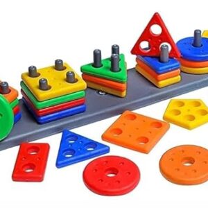 Wirescorts Angle Geometric Plastic Blocks, Sorting & Stacking Toys for Toddlers and Kids Preschool, Color Stacker Shape Sorter Gift Educational Learning Toy for 1 2 3 Years Boys and Girls, Multicolor