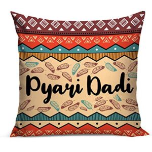 TIED RIBBONS Satin & Microfibre Gift For Dadi Grandma Grandmother Mom Mothers Day Anniversary Birthday Gifts Printed Cushion Cover With Filler (12 X 12 Inch, Multi), 2000 TC