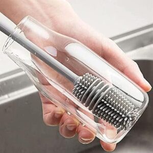 VYOOx Long Handle Silicone Bottle Cleaner Brush for Washing Water Bottle, Solution Bottle, Mug. Cleaning Brush ((Pack of 1) (Color - Grey))