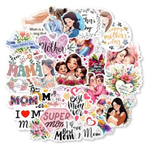 SIGN EVER 37 Pcs Best Mom Stickers for Journaling Cards Making Craft Gift Box DIY Decor Mothers Day Scrapbook Stickers