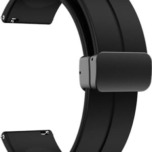 TKM Silicone Bands Compatible for Noise ColorFit Pro 5 Smartwatch | Soft Silicone Replacement Straps with Metal Buckle. (BLACK - MAGNET)