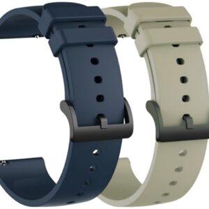 Estrenar 19mm Watch Strap Band Soft Silicone Replacement Wristband with Metal Buckle Straps Belt Compatible with Noise ColorFit Pulse, Beat, Pro 2/Oxy & Boat Strom Smartwatch (19MM) Navy & Grey