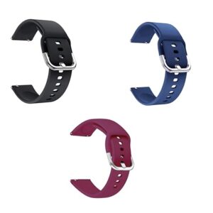 Technuv 19mm Silicone Strap for Noise Colorfit Pro 2, Noise Colorfit Pulse, Boat Storm Smart Watch, Boat Xtend Talk,Fireboltt Ninja 3/ Ninja 2 & 19mm All Watches (Black,Navy,Wine)