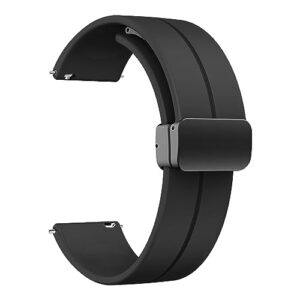 ACM Watch Strap Silicone Belt Magnetic Clasp 22mm compatible with Noise Colorfit Macro Smartwatch Sports Hook Band Black