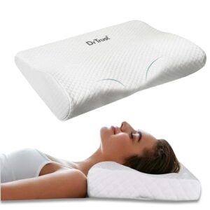 Dr Trust USA Cervical Sleeping Pillow for Spondylitis, Back & Neck Pain Relief, Memory Foam Contour (500 x 230 x 100 mm) Removable Cover, Supports Back/Side/Stomach Sleepers, Anti-Snoring (Small)